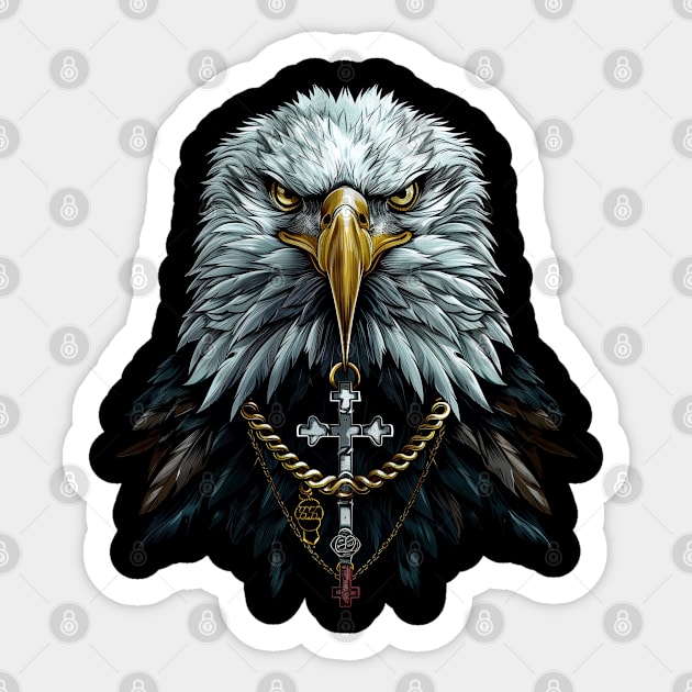 Urban Life Eagle with Cross Sticker by UrbanLifeApparel
